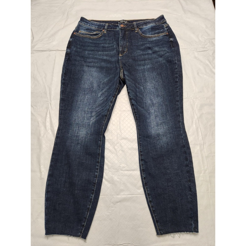 Judy Blue Jeans Womens 18W‎ Blue Skinny High Rise Frayed Hem Stretch Denim